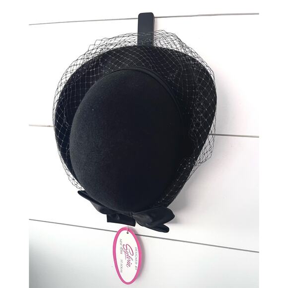 VTG 60’s Black Wool Hat Designed by Sylvia New York / St. Louis - Picture 3 of 15